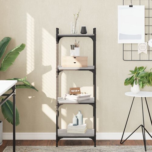  The living store knjižna omara 4-nadstropna siva sonoma 40x30x120 cm inž. les - knjižna omara, (21499675) Cene