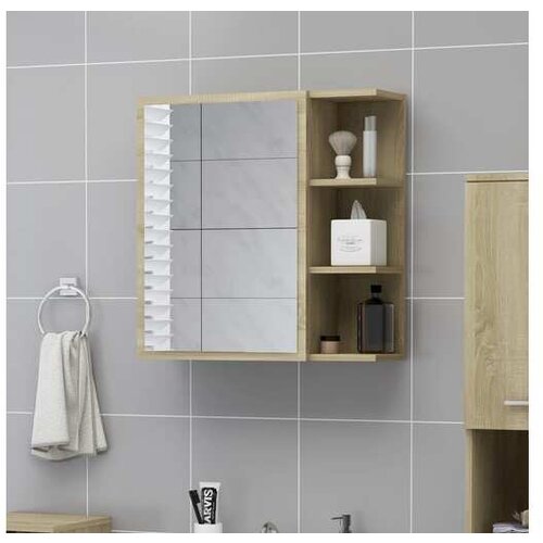 Kopalniška omarica z ogledalom sonoma hrast 62,5x20,5x64 cm Cene