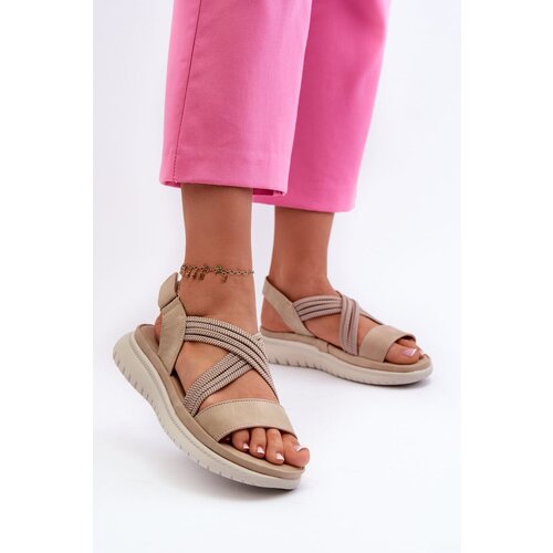 PE1 Light Women's Comfortable Velcro Sandals Beige Ceclea Cene
