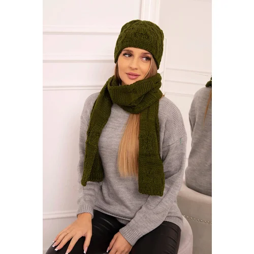 Kesi Women's set with scarf Michalina K415 khaki Kesi Women's set with scarf Michalina K415 khaki