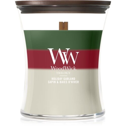 WoodWick Trilogy Holiday Garland mirisna svijeća s drvenim fitiljem 275 g Slike