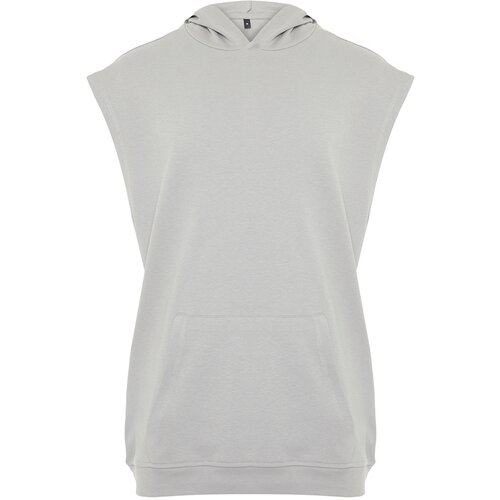 Trendyol Gray Men's Oversize Hooded Pocketed Sleeveless Sweatshirt Athlete Slike