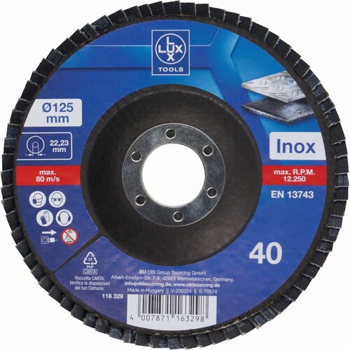 Lux Tools Brusna ploča lamelirana 115 mm K40 za metal Slike