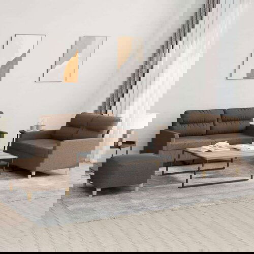  3-dijelni set sofa s jastucima smeđi od tkanine Cene