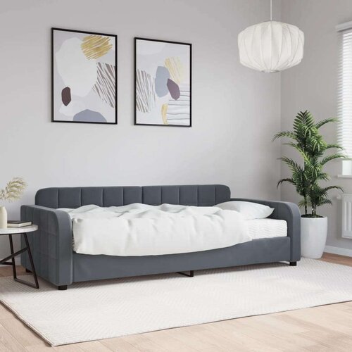  Dnevna postelja z vzmetnico temno siva 90x190 cm žamet Cene