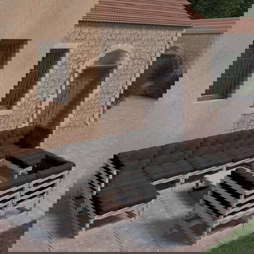  Vrtna sedežna garnitura 10-delna z blazinami siva borovina, (20973251) Cene