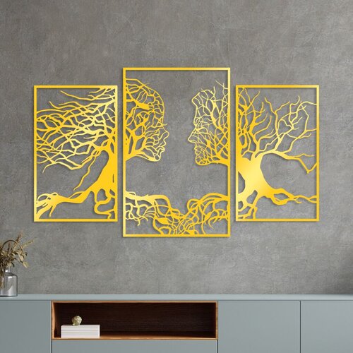 Wallity zidna dekoracija golden triple root human 1, 116 x 71 cm, zlatne boje Cene