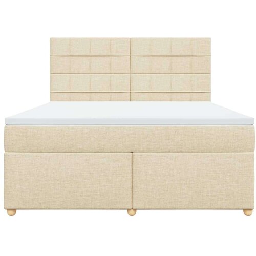 vidaXL Box spring postelja z vzmetnico krem 180x200 cm blago, (21309193) Cene