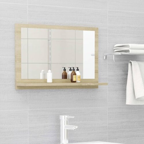 VidaXL Kopalni&amp;scaron;ko ogledalo sonoma hrast 60x10,5x37 cm iverna plo&amp;scaron;ča Slike