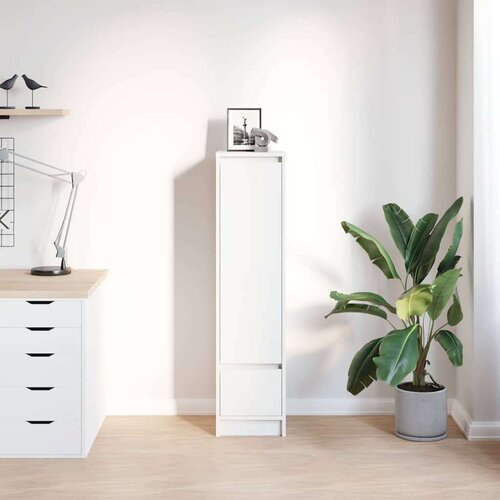 VidaXL Visoka omara bel 29,5x34x119,5 cm inženirski les Slike