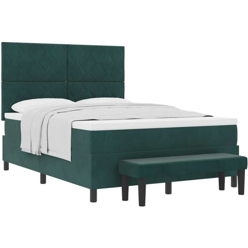  Krevet s boxspringom s madracem i klupom tamnozelene boje 140x190 cm baršun Cene
