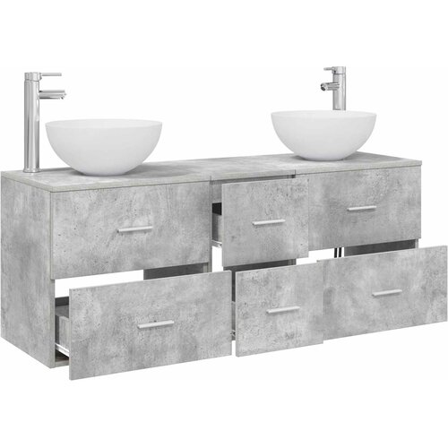  Set ormarića za kupaonicu 3 kom. Betonska siva 49,5 x 41 x 64,5 cm Slike