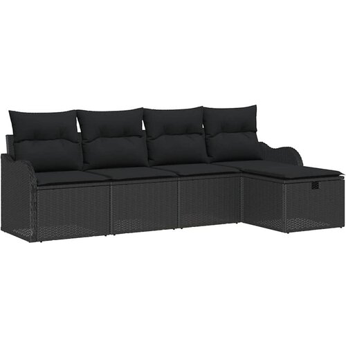 vidaXL Vrtna sedežna garnitura z blazino 5 pcs Črna Poly ratan, (5000142792) Cene