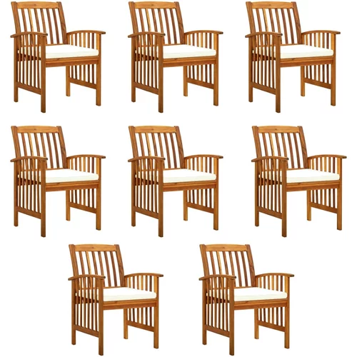 vidaXL Vrtne blagovaonske stolice od drva bagrema 8 kom s jastucima