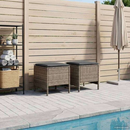  Vrtni otoman 2 Komad Siva i tamno siva 38 x 38 x 45 cm PE ratan Cijene