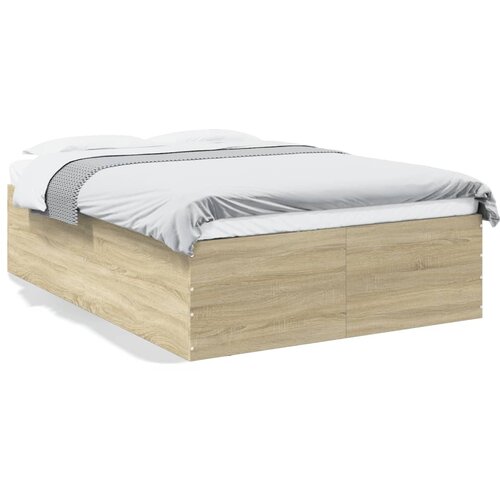 vidaXL Posteljni okvir sonoma hrast 135x190 cm inženirski les Cene