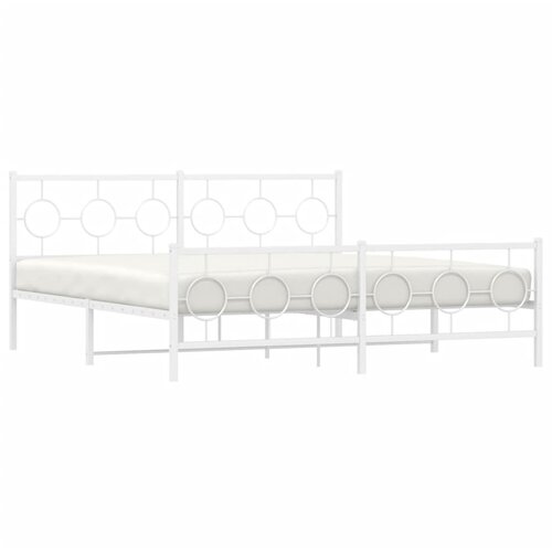  Metalni okvir kreveta uzglavlje i podnožje bijeli 180x200 cm Slike
