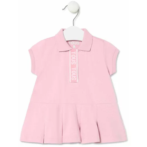 Tous Dječja pamučna haljina boja: ružičasta, mini, širi se prema dolje