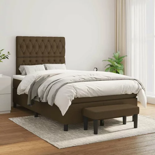  Box spring postelja z vzmetnico temno rjav 120x200 cm blago, (20900169)