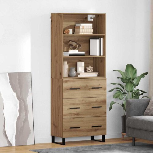 vidaXL Visok predalnik s predalom Umetni hrast 69,5 x 34 x 180 cm Cene