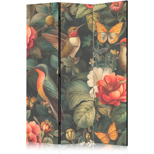 Paravan - In the Botanical Garden - Flowers Birds and Butterflies - Colorful Illustration Cijene