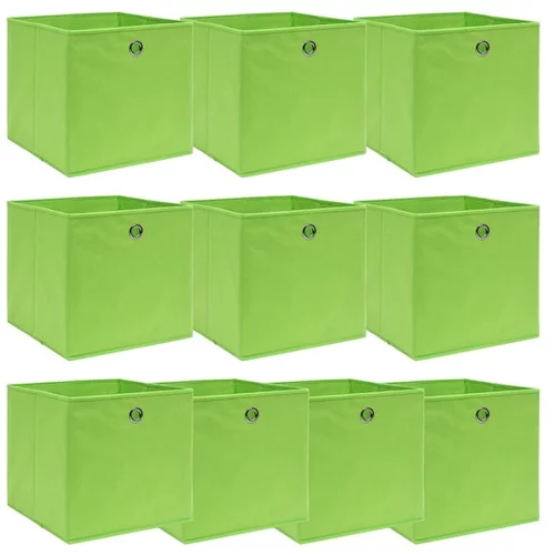  Škatle za shranjevanje 10 kosov zelene 32x32x32 cm blago
