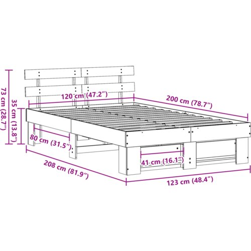  Krevetna konstrukcija s uzglavljem Vo&amp;scaron;tano smeđa 120 x 200 cm Slike