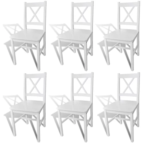 vidaXL blagovaonske stolice od borovine 6 kom bijele
