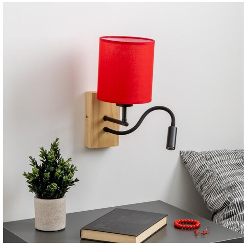  Brilagi - LED zidna lampa NUBILA WOOD 1xE27/25W/230V + LED/3W hrast/crvena Cene