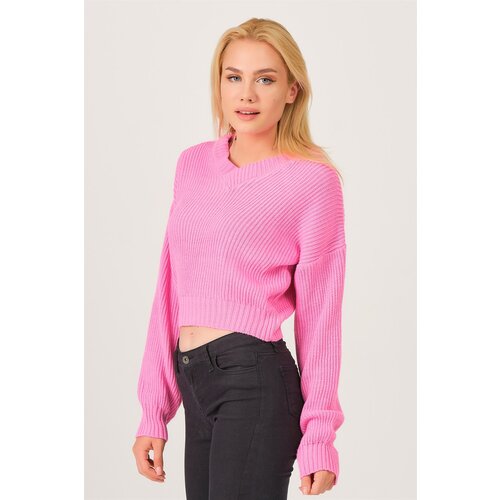 Dewberry Z3034 WOMEN'S V-NECK SWEATER-PINK Cene