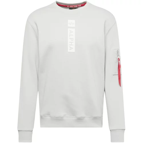 Alpha Industries Sweater majica siva / krvavo crvena / prljavo bijela