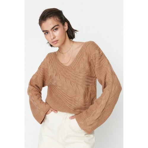 Trendyol Camel Collar Detailed Knitwear Sweater Slike