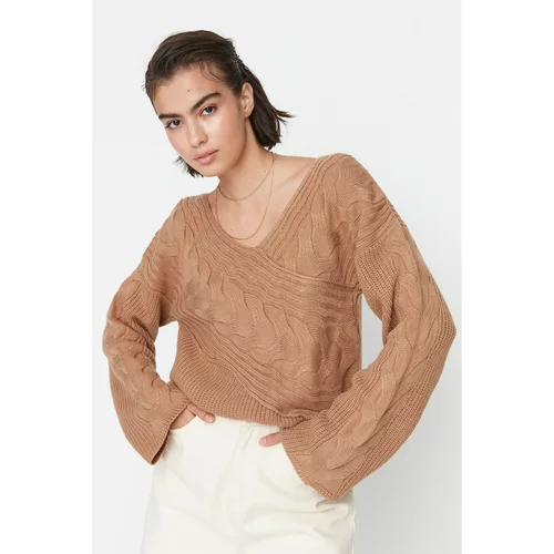 Trendyol Camel Collar Detailed Knitwear Sweater