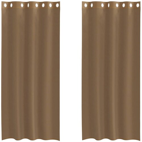 Voile zavjese s u&amp;scaron;icama 2 kom svijetlosmeđe Smeđa 140 x 175 cm Slike