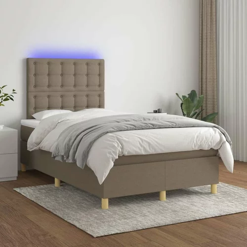  Box spring postelja z vzmetnico LED taupe 120x200 cm blago, (21157775)