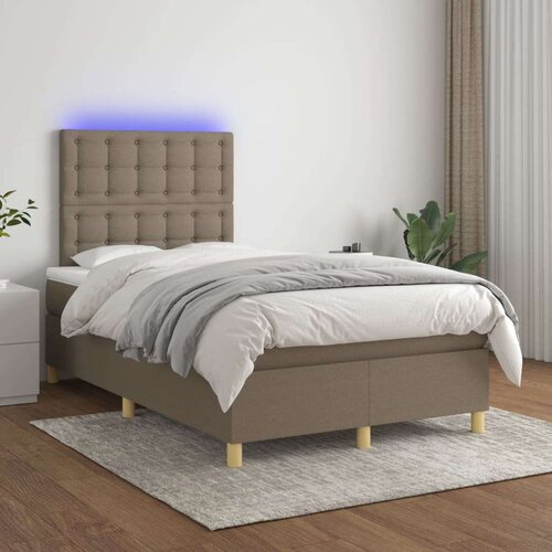  Krevet box spring s madracem LED smeđesivi 120 x 200 cm tkanina Cijene