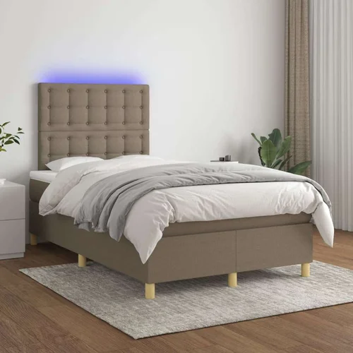  Krevet box spring s madracem LED smeđesivi 120 x 200 cm tkanina