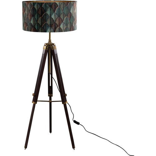 QAZQA Vloerlamp messing met velours lampenkap blad dessin met gouden binnenkant 50/50/25 - Simplo Slike
