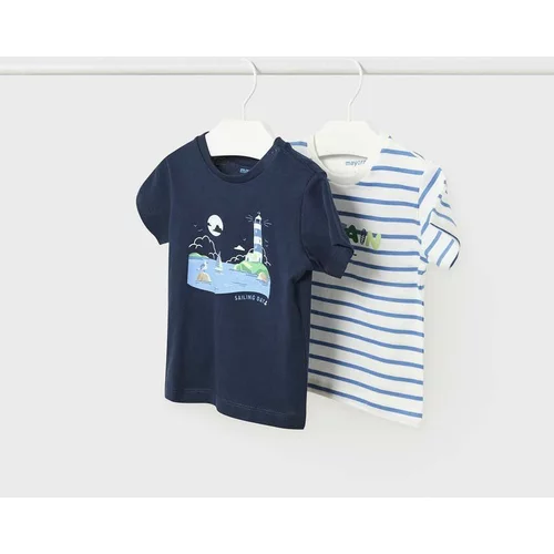 Mayoral Pamučna majica kratkih rukava za bebe boja: tamno plava, s uzorkom