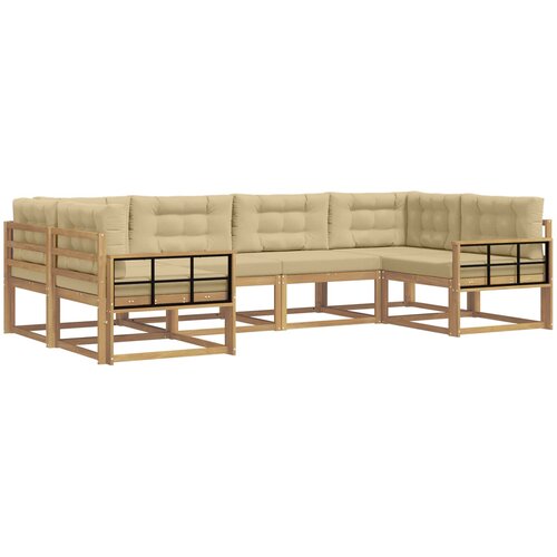  Set vanjskih sofa 6 kom. Bijela i bež 325 x 168,5 x 73 cm Slike