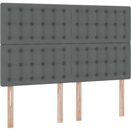  Krevet S LED lampica s pohranom Tamno siva 140 x 190 cm tkanina Slike