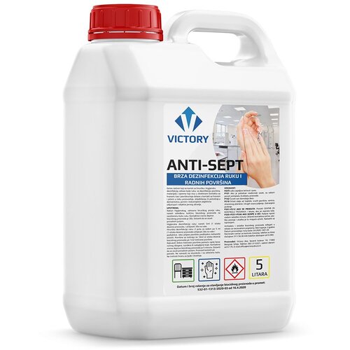 Sredstvo Antisept Victory 2u1 za dezinfekciju ruku i površina 5 lit. Cene