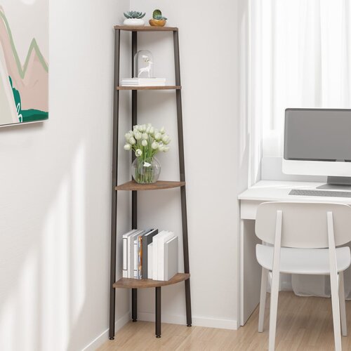 The Living Store 4-nadstropni kotni regal temno rjav in črn 45,5x31,5x150 cm - Kotni Regal, (21836357) Slike
