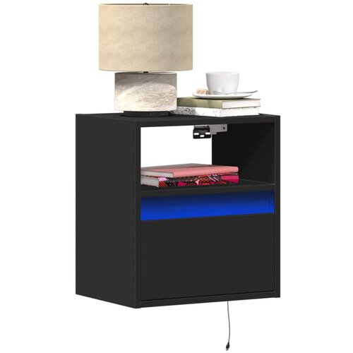 vidaXL Stenske TV omarice z LED lučkami 2 kosa črna 41x31x45 cm Cene