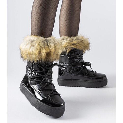 Gemre Black insulated snow boots with fur Battle Cene