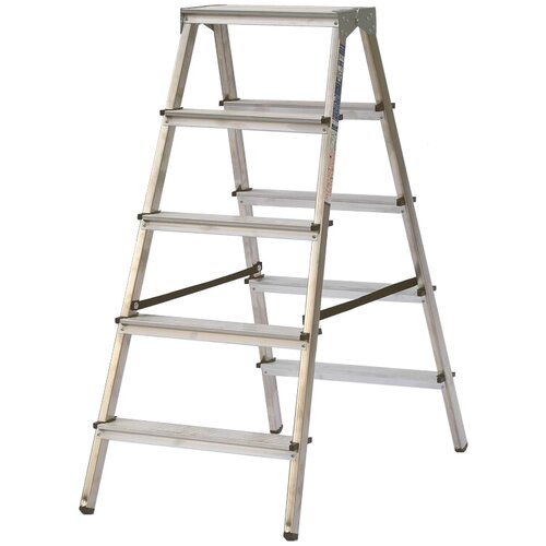 Alpos Aluminijasta gospodinjska lestev 2 x 5 (delovna višina: 2,66 m, transportna dolžina: 1,16 m, nosilnost: 150 kg) Cene