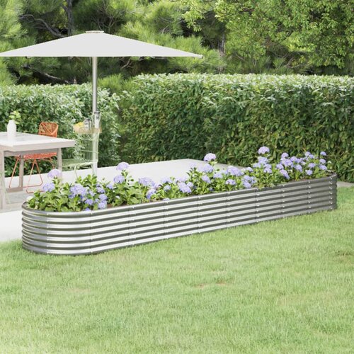 vidaXL Visoka greda iz prašno premazanega jekla 368x80x36 cm srebrna Cene