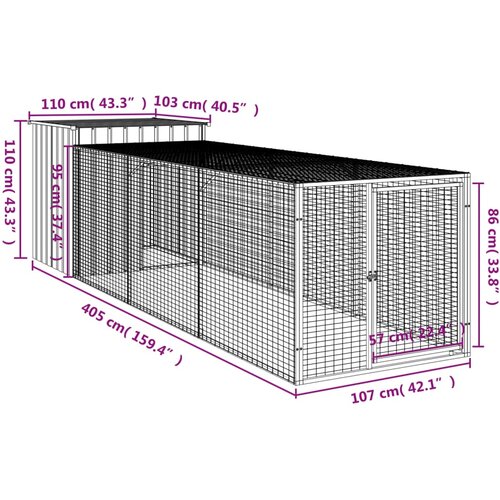  Kavez za koko&amp;scaron;i s igrali&amp;scaron;tem antracit 110x405x110 cm čelični Slike