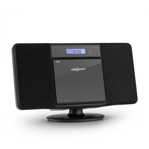 OneConcept V-13, crni stereosustav s CD MP3 USB radiom i budilicom, montaža na zid Slike
