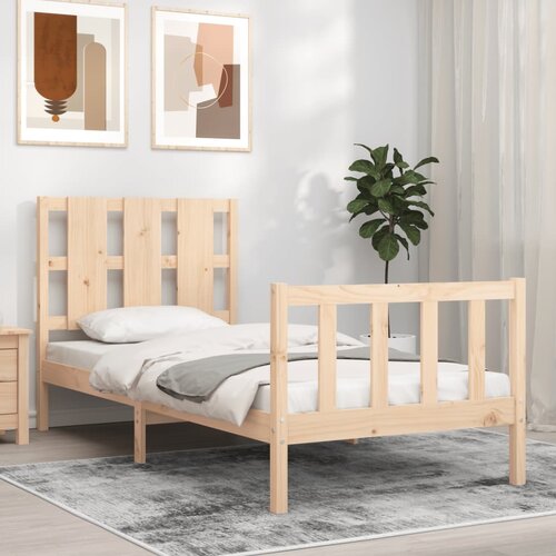 vidaXL Posteljni okvir z vzglavjem 90x200 cm trden les Cene